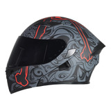 Casco Abatible R7 Racing Unscarred Tribal Skull Con Led