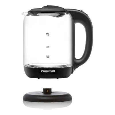 Chefman Tetera Con Jarra De Cristal Hervidor Eléctrico Color Transparente\u002FNegro | Envío gratis