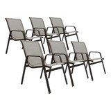 Kit 6 Cadeiras Aluminio Lótus Premium Piscina Jardim Varanda
