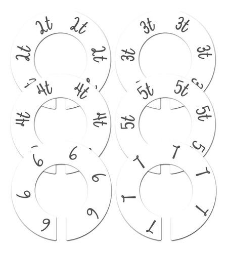 Juego De 6 Divisores De Tamano De Ropa Para Guarderia Infant