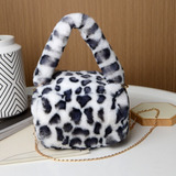 Bolsos Bandolera Leopard Fluffy Bag Con Cadena De Gran Capac
