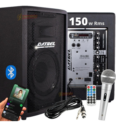 Caixa De Som Amplificada Ativa Bluetooth 150w Rms +microfone