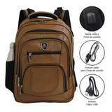 Mochila Bolsa Grande Reforçada Notebook Impermeável Couro