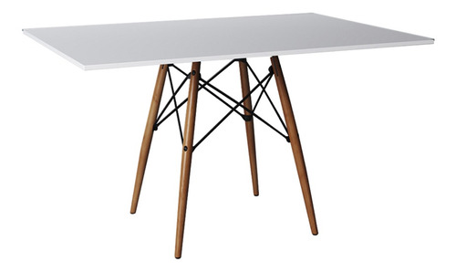 Mesa Eiffel Retangular 120cm Tampo De Madeira