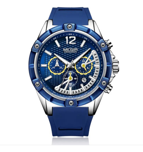 Reloj Megir 2083g Cuarzo Luminoso Cronografo Con Fondo Blue