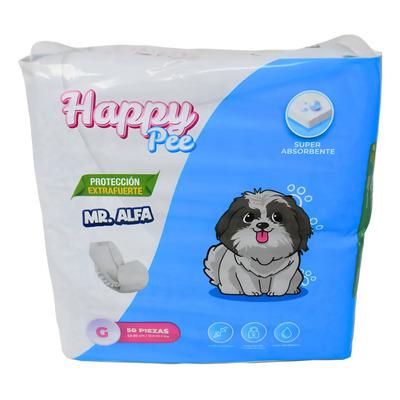 Pañales Perro Happy Pee Macho 50 Unidades Azul Claro Mediana | Envío gratis