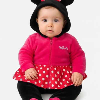 Mameluco Con Gorro Bordado Disney Para Bebé Niña Color Minnie Talla 12 Meses 0108-estándar