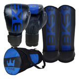 Kit Muay Thai Luva Caneleira Bolsa Profissional Bks