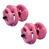 Kit Set 14kg Rosa 360fitness Discos Mancuernas Barra