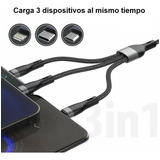 Cable De Carga Rápida 120w, 3 Dispositivos En Paralelo