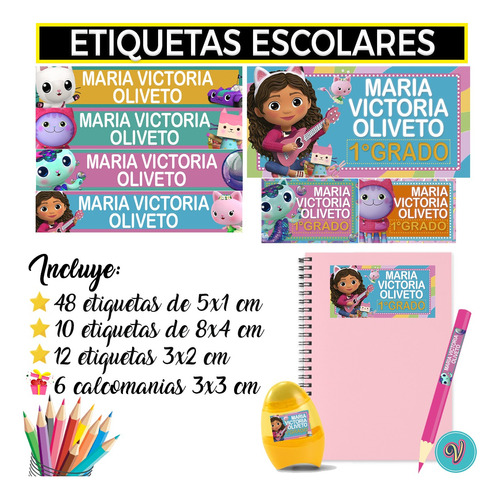 Etiquetas Escolares Impresa Troquelada Personalizada Útiles