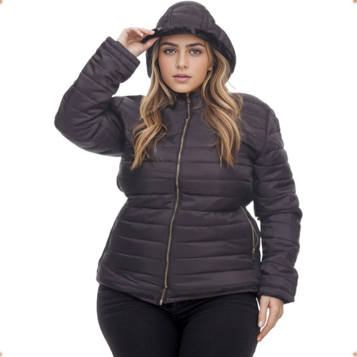 Puffer Plus Size Feminina Casaco Corta Vento Sobretudo Liso