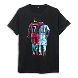 Polera Infantil Unisex Messi Ronaldo Futbol Estampado Algodo