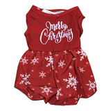 Vestido Navidad Merry Christmas Rojo M 29cm Para Mascotas