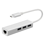 Adaptador Tipo C 3.1  Red Lan Rj45 3 Puertos Usb3.0 1000mbps