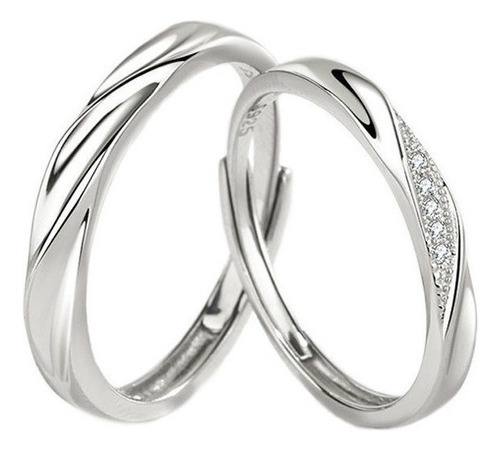 2 Anillos De Compromiso De Pareja De Plata 925 Ajustable.