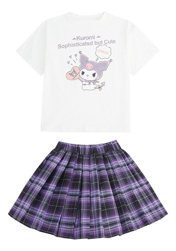 Conjunto De Falda Plisada Cosplay Kuromi Jk Para Niños