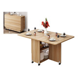 Mesa Plegable De Madera Mesa De Comedor Movible Con Ruedas