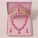 Corona Tiara + Aretes + Collar Novia Xv Fiesta Set