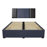 Cama Recamara - Base Box Cabecera Roma Azul Individual