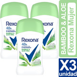 Desodorante Rexona Mujer Barra Bamboo Y Aloe Pack X3 Unid
