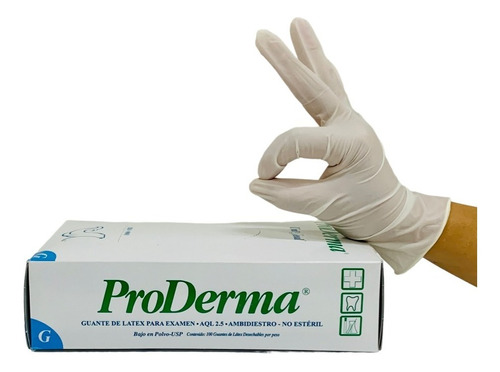 Guante De Latex No Estéril Proderma Grande Con 100 Piezas