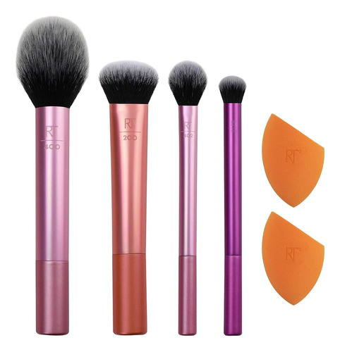 Set 4 Brochas Para Maquillaje + 2 Esponjas Real Techniques 