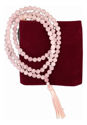 Rosario Budista Tibetano (mala) Cuarzo Rosa Con Bolsa