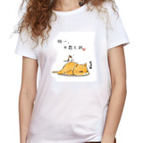 Camiseta Dama Estampada gato Amarillo Durmiendo