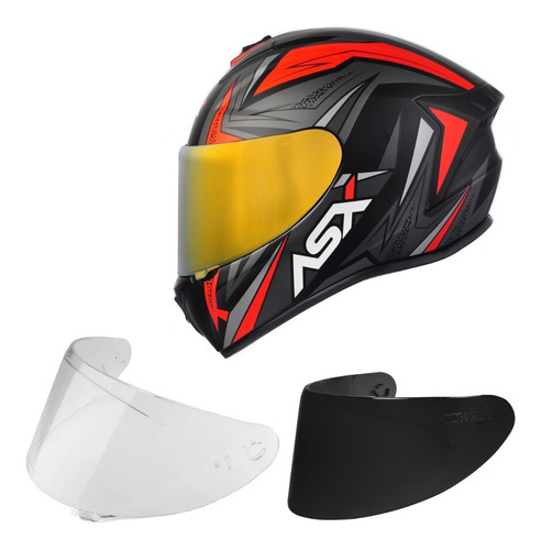 Capacete Para Moto Asx Draken + Viseira Dourada + Fume