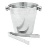 Balde De Gelo Inox Pequeno Com Pegador Cor Prateado