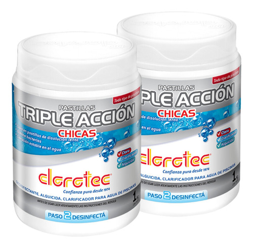 Pastillas Triple Accion Clorotec Chicas 50g 2 X 1kg 