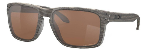 Óculos De Sol Polarizados Oakley Holbrook Xl Extra Large Armação De O Matter Cor Woodgrain, Lente Tungsten De Plutonite Prizm, Haste Woodgrain De O Matter - Oo9417