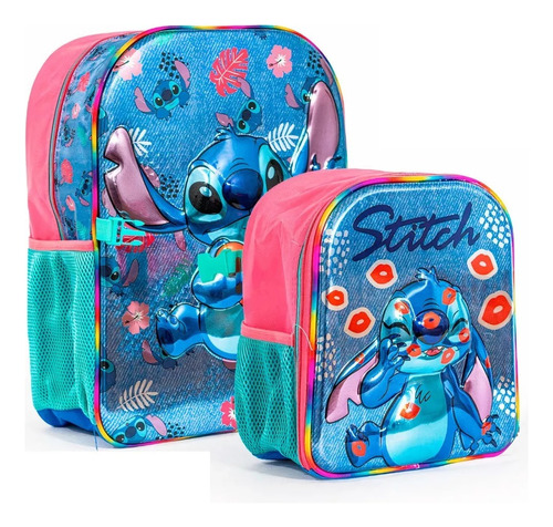Set Mochila Y Lonchera Escolar Primaria Ruz® Stitch Disney Original