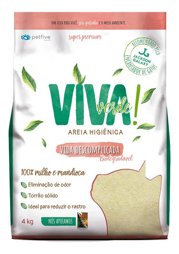 Areia Higiênica Viva Verde P/ Gatos Vida Descomplicada 4kg