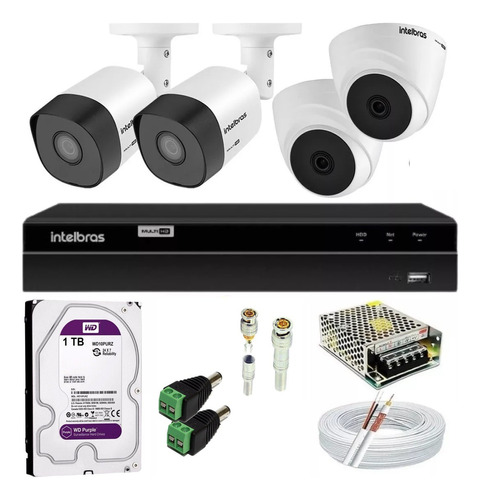 Kit Intelbras 4 Cam 1120b Dvr Intelbras Mhdx 1204 C/ Purple