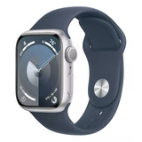 Apple Watch Series 9 Gps  Caixa Prateada De Alumínio  41 Mm  Pulseira Esportiva Azul-tempestade  M/g