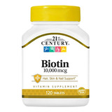 Biotina Premium Cabello Uñas 10,000mcg 120 Caps Eg B7 Sabor Sin Sabor