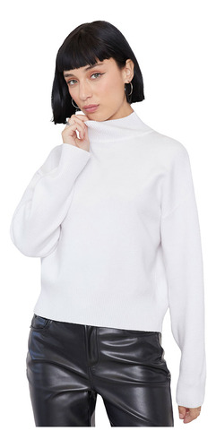 Sweater Mujer Cuello Moc Regular Blanco Corona