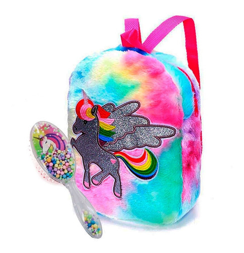 Mochila Nena Escolar C/ Cepillo De Pelo Unicornio Regalo