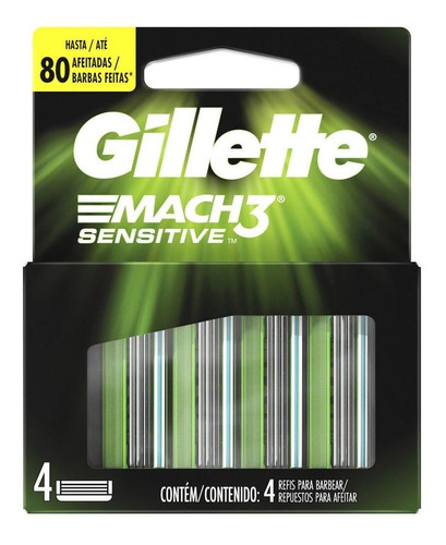 Carga Gillette Mach 3 Sensitive Com 4 Unidades