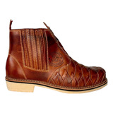 Bota Botina Escama 100% De Couro Cano Curto Country