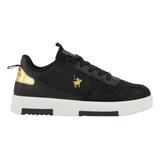 Tenis Polo Club Oro Negro Casual Dama 7547 Original