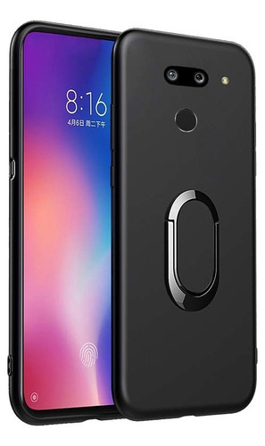 Funda Suave For LG G8 Thinq De Silicona Negro Con Anillo