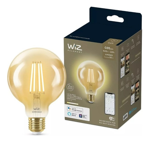 Wiz Lámpara Led E27 Globo Filamento Smart Wifi G95 7w - 220v