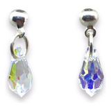 Aros Pasante Swarovski Gota De Plata 925