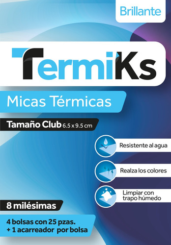 Mica Termica Tamaño Club 8ml (6.5x9.5) Termiks 100 Pzas