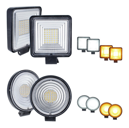 Par Faros 42 Led Auxiliares Luz Fija Y Estrobo 4x4 Bicolor