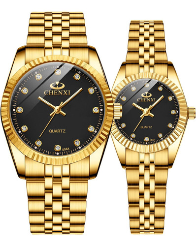 Mastop Pareja Relojes Hombres Mujeres Oro Acero Inoxidable R