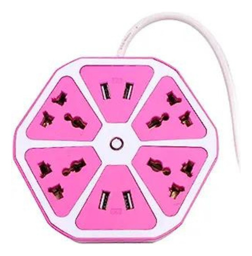 Alargador Hexagonal Rosado Con Entradas Puerto Usb